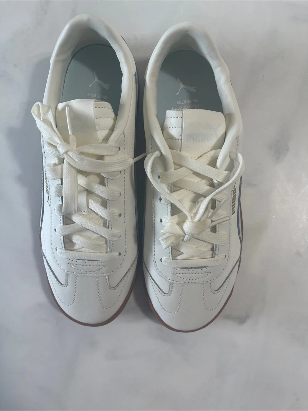 PUMA White & Light Blue Classic Court Sneaker